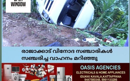രാജാക്കാട് വിനോദ സഞ്ചാരികളുടെ വാഹനം മറിഞ്ഞു