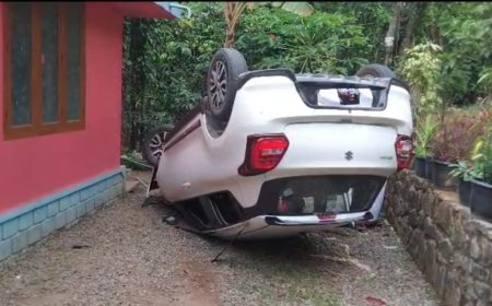 അപകടം;നെടുങ്കണ്ടം മുണ്ടിയെരുമയിൽ അമിത വേഗതയിൽ എത്തിയ കാർ വീട്ടുമുറ്റത്തേക്ക് പാഞ്ഞ് കയറി