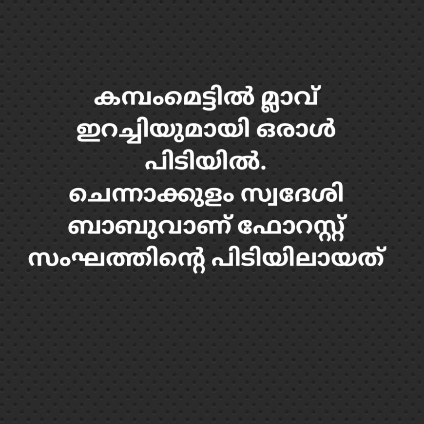 കമ്പംമെട്ടിൽ മ്ലാവ് ഇറച്ചിയുമായി ഒരാൾ പിടിയിൽ.ചെന്നാക്കുളം സ്വദേശി ബാബുവാണ് ഫോറസ്റ്റ് സംഘത്തിൻ്റെ പിടിയിലായത്