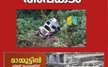മൂന്നാർ ഉദുമൽപ്പെട്ട് അന്തർ സംസ്ഥാനപാതയിൽ  ജീപ്പ് നിയന്ത്രണം നഷ്ടപ്പെട്ട് മറിഞ്ഞു