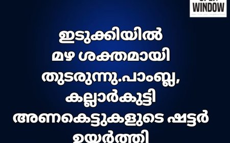 ഇടുക്കിയിൽ മഴ ശക്തമായി തുടരുന്നു .പാംബ്ല, കല്ലാർകുട്ടിഅണകെട്ടുകളുടെ ഷട്ടർ ഉയർത്തി