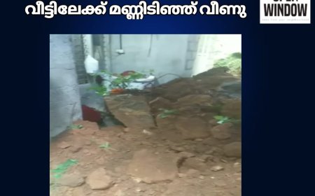 തൊടുപുഴ വെള്ളിയാമറ്റം പഞ്ചായത്തിലെ കൂവക്കണ്ടത്ത് വീട്ടിലേക്ക് മണ്ണിടിഞ്ഞ് വീണു