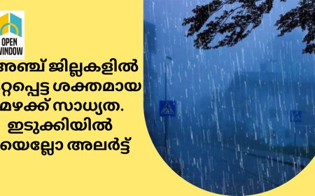 സംസ്ഥാനത്തെ അഞ്ച് ജില്ലകളില്‍ ഒറ്റപ്പെട്ട ശക്തമായ മഴക്ക് സാധ്യത.  ഇടുക്കിയിൽ   യെല്ലോ അലര്‍ട്ട്