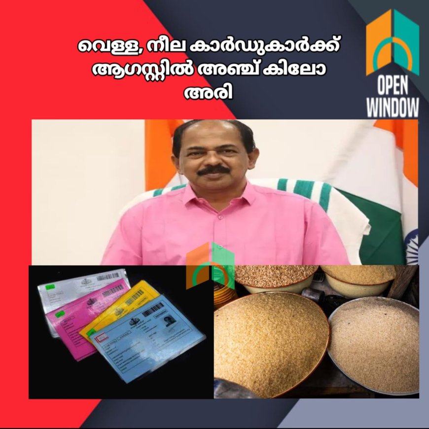 വെള്ള, നീല കാർഡുകാർക്ക്‌ ആഗസ്റ്റിൽ അഞ്ച് കിലോ അരി; ഭക്ഷ്യമന്ത്രി