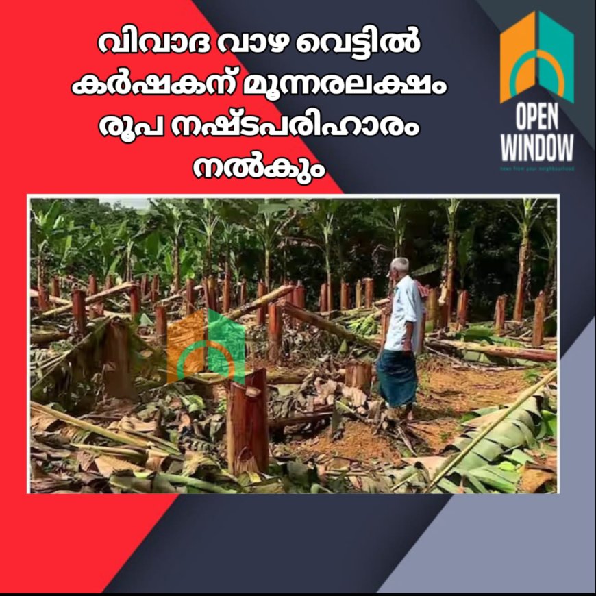 വിവാദ വാഴ വെട്ടിൽ കർഷകന് മൂന്നരലക്ഷം രൂപ നഷ്ടപരിഹാരം നൽകും. ചിങ്ങം 1 ന് പണം കൈമാറും