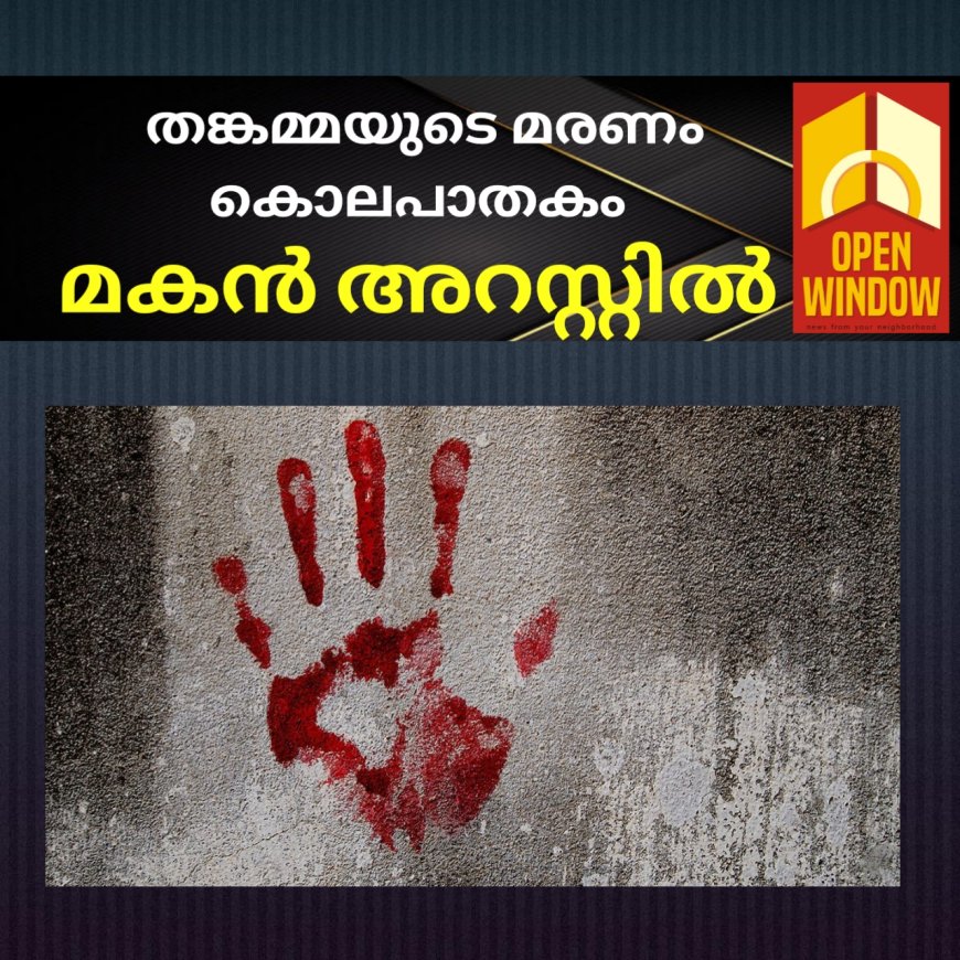 മണിയാറൻകുടി സ്വദേശിനി തങ്കമ്മയുടെ മരണം കൊലപാതകം.  മകനെ പൊലീസ് അറസ്റ്റ് ചെയ്തു