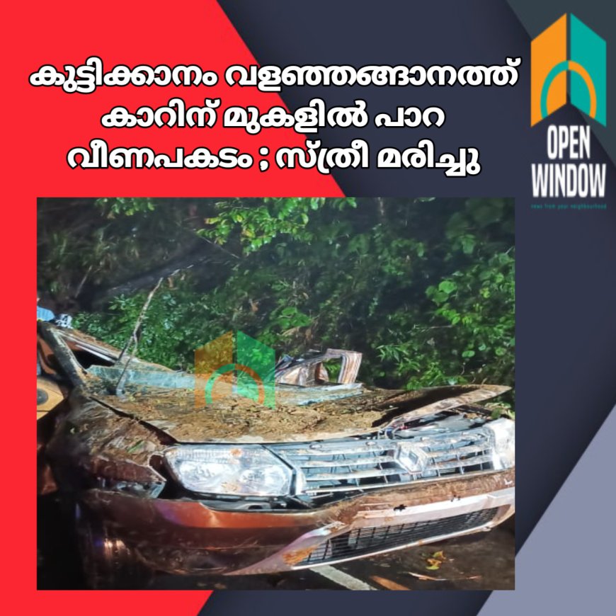 കുട്ടിക്കാനം വളഞ്ഞങ്ങാനത്ത് കാറിന് മുകളിൽ പാറ വീണപകടം ;സ്ത്രീ മരിച്ചു,5 പേർക്ക് പരിക്ക്