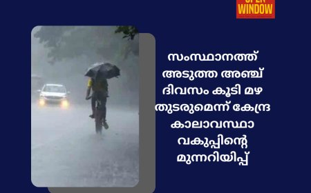 സംസ്ഥാനത്ത് അടുത്ത അഞ്ച് ദിവസം കൂടി മഴ തുടരുമെന്ന് കേന്ദ്ര കാലാവസ്ഥാ വകുപ്പിന്റെ മുന്നറിയിപ്പ്. ഇടുക്കിയിൽ യെല്ലോ അലർട്ട്