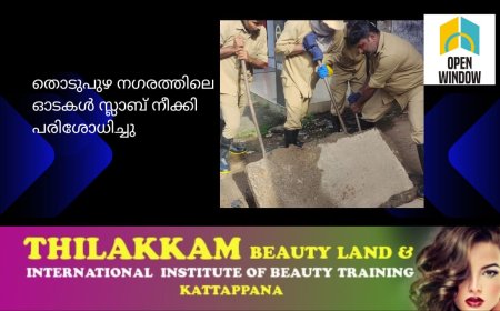 തൊടുപുഴ നഗരത്തിലെ ഓടകള്‍ സ്ലാബ് നീക്കി പരിശോധിച്ചു