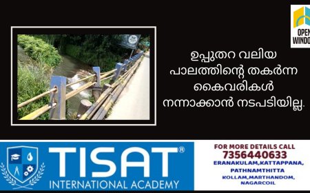 ഉപ്പുതറ വലിയ പാലത്തിന്റെ തകർന്ന കൈവരികൾ നന്നാക്കാൻ നടപടിയില്ല.