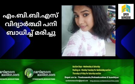 ഉപ്പുതറ സ്വദേശിനിയായ എം.ബി. ബി.എസ്  വിദ്യാർത്ഥി പനി ബാധിച്ച് മരിച്ചു