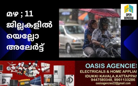 സംസ്ഥാനത്ത് വ്യാപക മഴയ്ക്ക് സാധ്യത: 11 ജില്ലകളിൽ യെല്ലോ അലർട്ട്