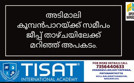 അടിമാലി കൂമ്പൻപാറയ്ക്ക് സമീപം ജീപ്പ് താഴ്ചയിലേക്ക് മറിഞ്ഞ് അപകടം.