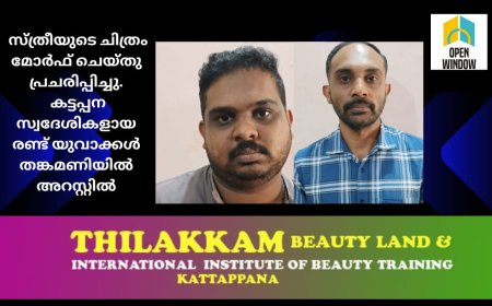 സ്ത്രീയുടെ ചിത്രം മോർഫ് ചെയ്തു പ്രചരിപ്പിച്ചു.
 കട്ടപ്പന സ്വദേശികളായ രണ്ട് യുവാക്കൾ തങ്കമണിയിൽ അറസ്റ്റിൽ