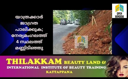 യാത്രക്കാരുടെ ശ്രദ്ധയ്ക്ക് :മൂന്നാർ, ഇടുക്കി ഭാഗങ്ങളിലേക്ക് പോകുന്ന വാഹന യാത്രക്കാർ ജാഗ്രത പാലിക്കുക;നേര്യമംഗലത്ത് 4 സ്ഥലത്ത് മണ്ണിടിഞ്ഞു