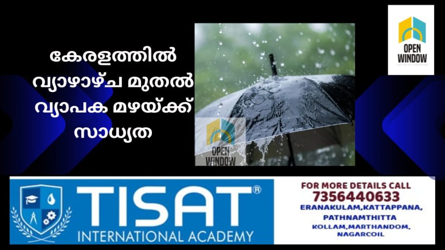 കേരളത്തിൽ വ്യാഴാഴ്ച മുതൽ വ്യാപക മഴയ്ക്ക് സാധ്യത: ഇടുക്കി ഉൾപ്പെടെ ഒൻപത് ജില്ലകളിൽ യെല്ലോ അലർട്ട്