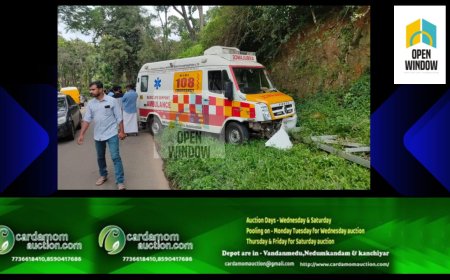 വണ്ടൻമേട് പുറ്റടിയിൽ രോഗിയുമായി വന്ന ആംബുലൻസ് അപകടത്തിൽപ്പെട്ടു