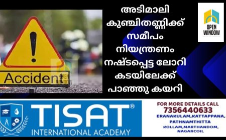 അടിമാലി കുഞ്ചിതണ്ണിക്ക് സമീപം നിയന്ത്രണം നഷ്ടപ്പെട്ട ലോറി കടയിലേക്ക് പാഞ്ഞു കയറി ഡ്രൈവർക്ക്‌ പരിക്ക്