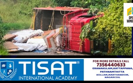 കമ്പംമെട്ട് കുഴിക്കണ്ടത്ത് ലോറി നിയന്ത്രണം വിട്ടു മറിഞ്ഞ് അപകടം