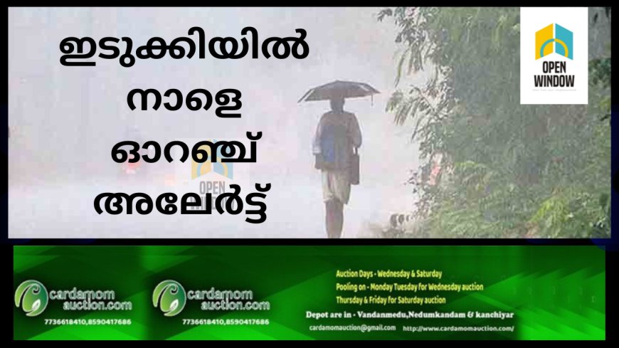 ഇടുക്കിയിൽ നാളെ ഓറഞ്ച് അലർട്ട് , ജില്ലാ കളക്ടർ ജാഗ്രത നിർദേശം പുറപ്പെടുവിച്ചു