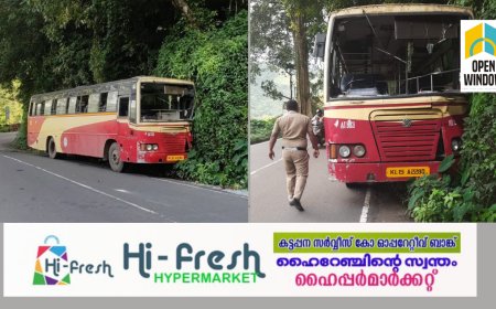 മുറിഞ്ഞപുഴ പുല്ലുപാറയിൽ കെഎസ്ആർടിസി ബസ് അപകടത്തിൽപ്പെട്ടു