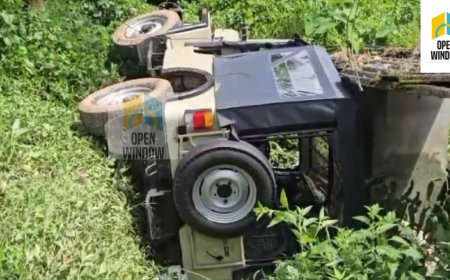 അടിമാലി മച്ചിപ്ലാവ് കുരങ്ങാട്ടി റോഡിൽ മച്ചിപ്ലാവ് കവലക്ക് സമീപം  വാഹനാപകടം. നിയന്ത്രണം നഷ്ടമായ ജീപ്പ് കൊക്കയിലേക്ക് മറിഞ്ഞു