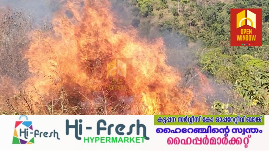 വേനൽ ചൂട് കൂടുന്നതോടെ പുൽമേടുകളിൽ കാട്ടുതീ പടരുന്നു ;ഉപ്പുതറ വളകോട് മത്തായി പാറയിൽ അഗ്നിബാധയുണ്ടായി
