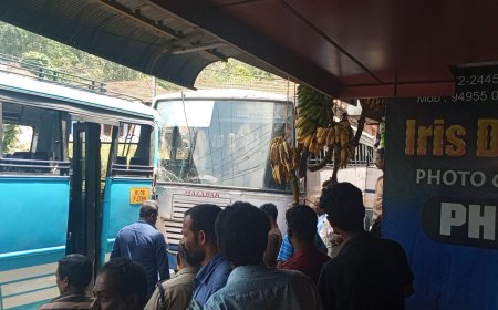 ഉപ്പുതറയിൽ കെ എസ് ആർ ടി സി ബസ് സ്വകാര്യ ബസിന് പിന്നിലിടിച്ച് അപകടം; ഉപ്പുതറ - വളകോട് റൂട്ടിൽ മത്സര ഓട്ടം പതിവെന്ന് നാട്ടുകാർ