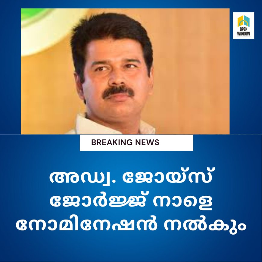 അഡ്വ. ജോയ്സ് ജോര്‍ജ്ജ് നാളെ നോമിനേഷന്‍ നല്‍കും