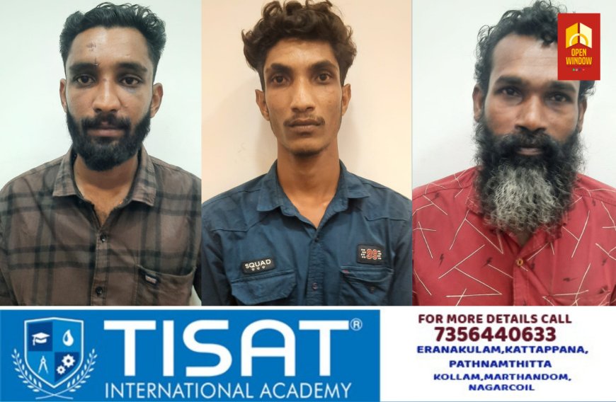 സഞ്ചാരികൾക്ക് നേരെ മദ്യപിച്ച് ആക്രമണം നടത്തിയ മൂന്നുപേർ പിടിയിൽ