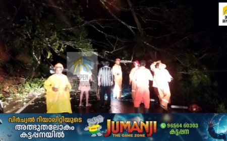 തൊടുപുഴ മേഖലയിൽ ശക്തമായ മഴ; തൊടുപുഴ - പുളിയന്മല സംസ്ഥാന പാതയിൽ ഗതാഗത തടസം,
 പലയിടത്തും മണ്ണിടിഞ്ഞു