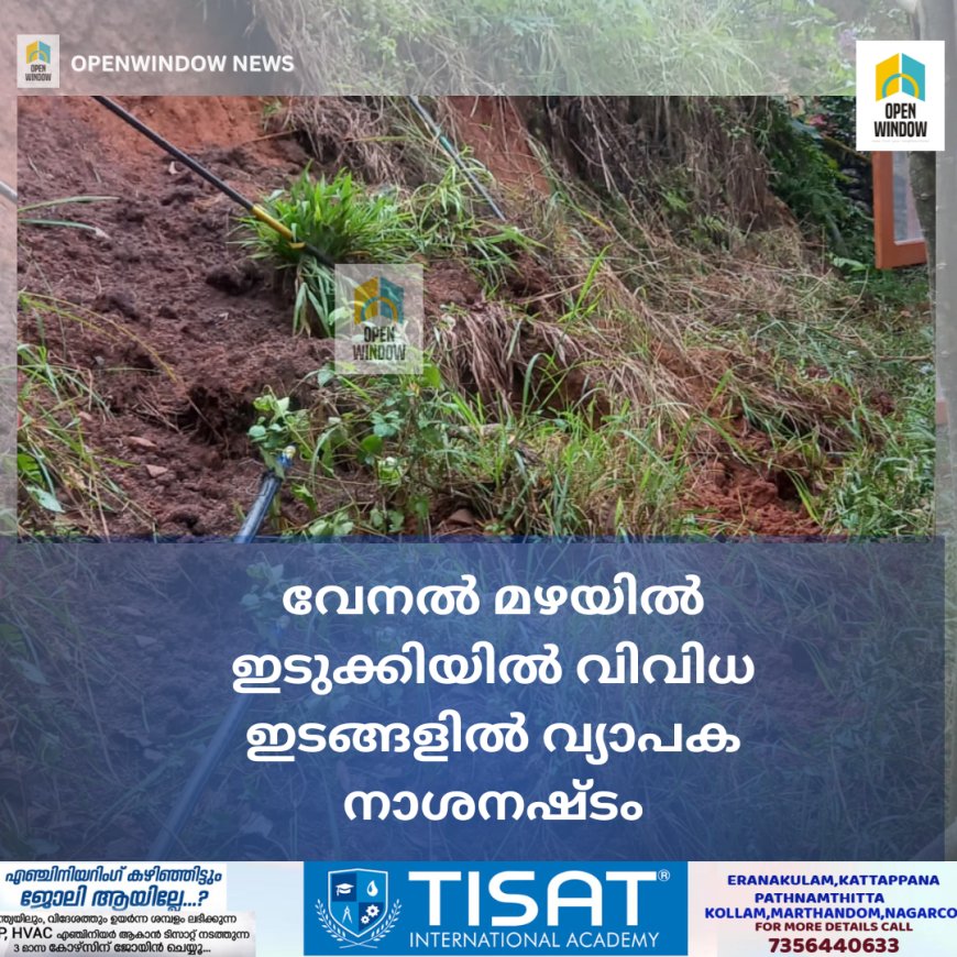 വേനൽ മഴയിൽ ഇടുക്കിയിൽ വിവിധഇടങ്ങളിൽ വ്യാപക നാശനഷ്ടം