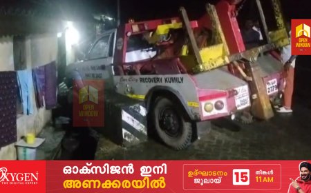 വണ്ടിപ്പെരിയാർ നെല്ലിമലയ്ക്ക് സമീപം നിയന്ത്രണം വിട്ട റിക്കവറി വാൻ റോഡ് സൈഡിലെ കലുങ്ക് തകർത്ത് വീടിന്റെ ഭിത്തിയിൽ ഇടിച്ചു നിന്നു