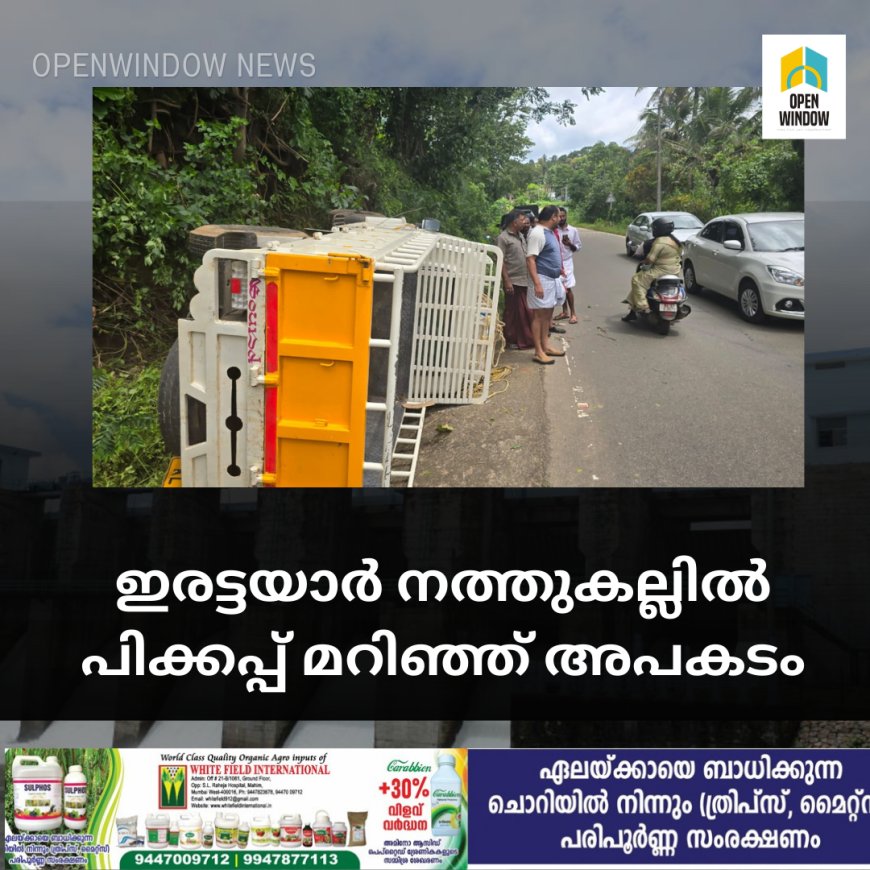 ഇരട്ടയാർ നത്തുകല്ലിൽ പിക്കപ്പ് മറിഞ്ഞ് അപകടം
