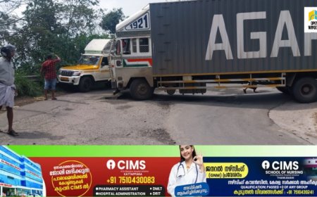 പുളിയന്മല ഹിൽ ടോപ്പിൽ കണ്ടെയ്നർ കുടുങ്ങി. കട്ടപ്പനയിലേ സ്വകാര്യ സ്ഥാപനത്തിലേക്ക് ലോഡുമായി വന്ന വാഹനമാണ്   കൂടുങ്ങിയത്.