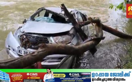 തൊടുപുഴ മുള്ളരിങ്ങാട് കനത്ത മഴ; വൈദികന്റെ കാർ ഒഴുക്കിൽപ്പെട്ടു