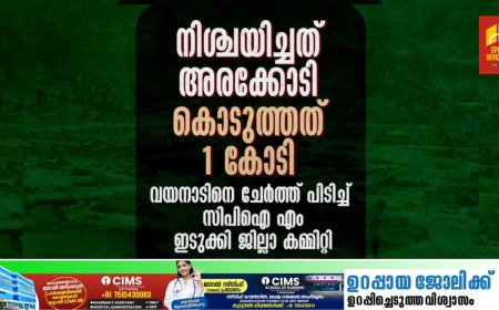 നിശ്ചയിച്ചത് അരക്കോടി, കൊടുത്തത് 1 കോടി വയനാടിനെ ചേര്‍ത്ത് പിടിച്ച് ഇടുക്കി സിപിഐ എം