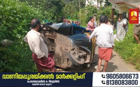 കട്ടപ്പന കല്യാണത്തണ്ട് കയറ്റത്തിൽ ഓട്ടോറിക്ഷ മറിഞ്ഞു ; രണ്ടുപേർക്ക് പരിക്ക്