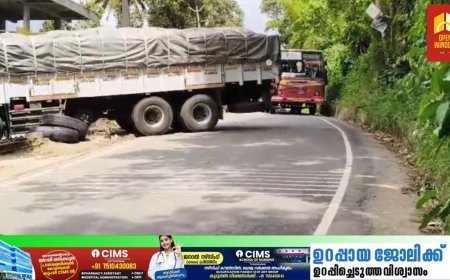 കട്ടപ്പന പള്ളിക്കവല  സ്കൂൾകവല റോഡിൽ ചരക്കു ലോറി കുടുങ്ങിയതിനെ തുടർന്ന് ഗതാഗതം തടസപ്പെട്ടു.