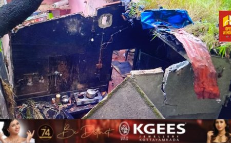 അടിമാലി കൂമ്പന്‍പാറയിൽ  ഇടിമിന്നലില്‍ വീട് തകര്‍ന്നു.നെല്ലിമറ്റത്തില്‍ ശോശാമ്മയുടെ വീടാണ് തകർന്നത്,  ആളപായമില്ല