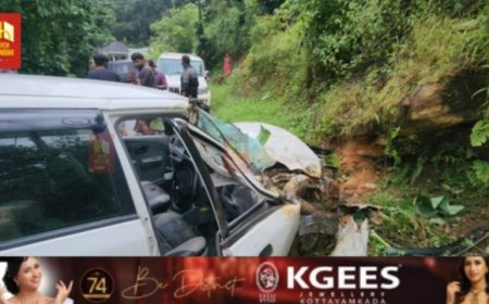 കക്കാട്ടുകട - തൊവരയാർ  റോഡിൽ കാർ നിയന്ത്രണം നഷ്ടമായി അപകടത്തിൽപ്പെട്ടു ; രണ്ടുപേർക്ക് പരിക്ക്