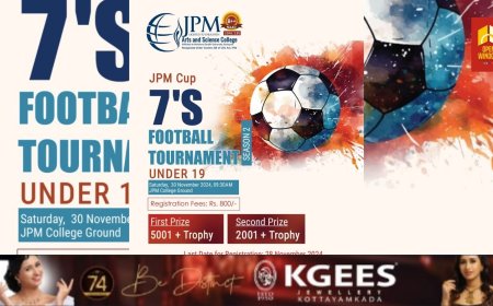 ജെ. പി. എം. കോളേജിൽ അണ്ടർ '19 സെവൻസ് ഫുട്ബോൾ ടൂർണമെൻ്റ് നടത്തപ്പെടുന്നു
