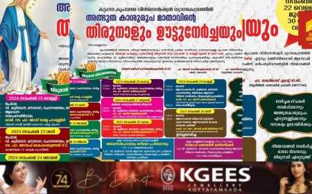 കട്ടപ്പന കൃപാലയ വിൻസെൻഷ്യൻ ധ്യാനകേന്ദ്രത്തിൽ അത്ഭുത കാശുരൂപ മാതാവിന്റെ തിരുനാളും ഊട്ടു നേർച്ചയും നവംബർ 22 മുതൽ 30 വരെ