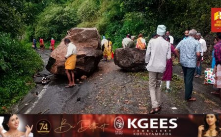 ശക്തമായ മഴയെ തുടർന്ന് കൊച്ചി ധനുഷ്‌കോടി ദേശീയപാതയിൽ രണ്ട് മണിക്കൂറോളം  ഗതാഗതം തടസ്സപെട്ടു