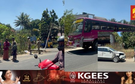 കട്ടപ്പന  നരിയമ്പാറയിൽ  കാറും ബസും കൂട്ടിയിടിച്ച് അപകടം