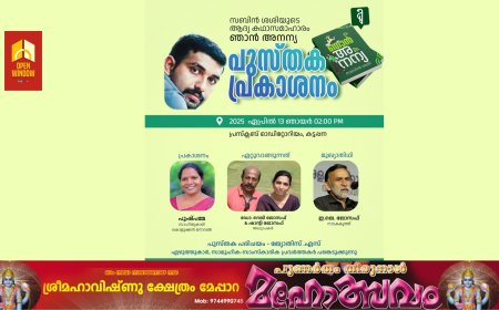"ഞാൻ അനന്യ" പുസ്തക പ്രകാശനം ഏപ്രിൽ 13ന് കട്ടപ്പനയിൽ നടക്കും