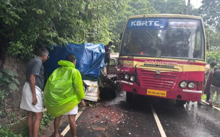 നേര്യമംഗലം പാംബ്ല റൂട്ടിൽ കെ എസ് ആർ ടി സി ബസും പിക്കപ്പും കൂട്ടിയിടിച്ച് അപകടം
