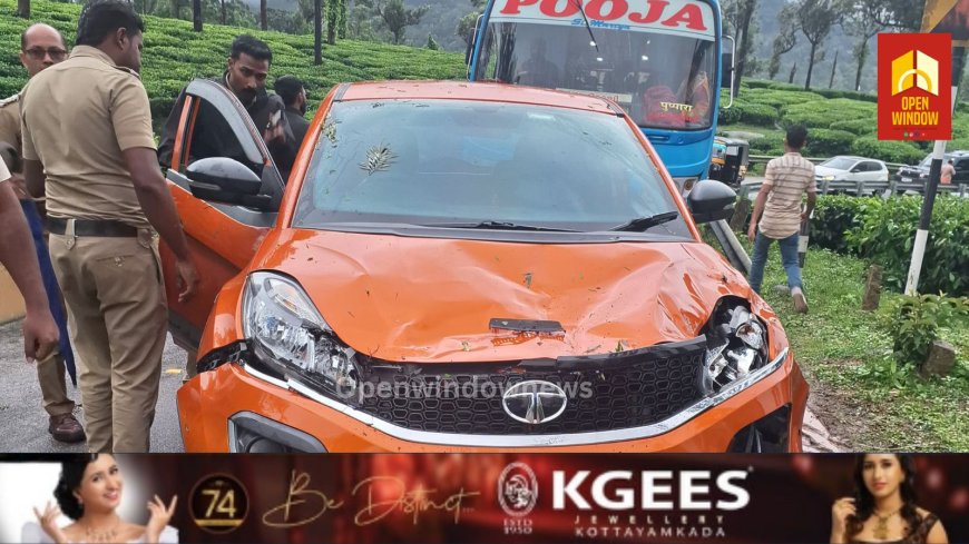 ഇടുക്കി പൂപ്പാറയിൽ ഓടിക്കൊണ്ടിരുന്ന വാഹനത്തിനു മുകളിലേക്ക് മരം വീണു