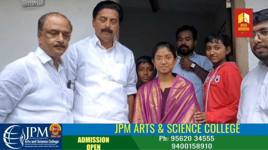 എംജി സർവ്വകലാശാല ബിഎസ് സി കണക്ക് പരീക്ഷയിൽ ഒന്നാം റാങ്ക് നേടിയ നൂപ അനൂപിനെ മന്ത്രി റോഷി അഗസ്റ്റിൻ അനുമോദിച്ചു