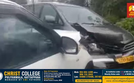 ഇടുക്കി വണ്ടിപ്പെരിയാർ അമ്പത്തൊമ്പതാം മൈലിൽ കാറുകൾ കൂട്ടിയിടിച്ചപകടം